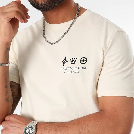 Teddy Yacht Club - Ensemble Tee Shirt Et Short Jogging Atelier Paris Beige Chiné Noir