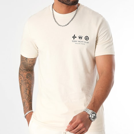 Teddy Yacht Club - Ensemble Tee Shirt Et Short Jogging Atelier Paris Beige Chiné Noir