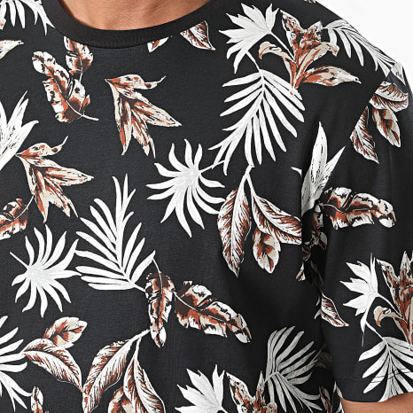 Jack And Jones - Tee Shirt Floor All Over Print Negro Blanco Marrón