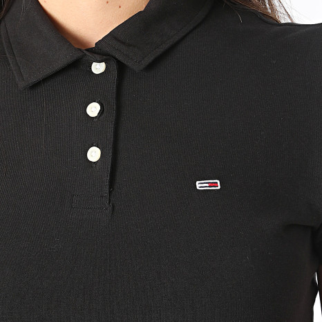 Tommy Jeans - Polo Manches Courtes Slim Femme Essential 7220 Noir