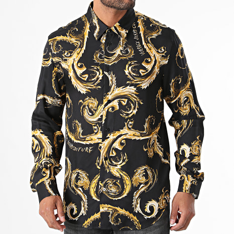 versace jeans couture dress shirt Versace Jeans Couture Long Sleeve Shirt Black - Male