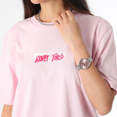 Looney Tunes - Camiseta oversize mujer Bugs Bunny espalda color spray rosa pastel
