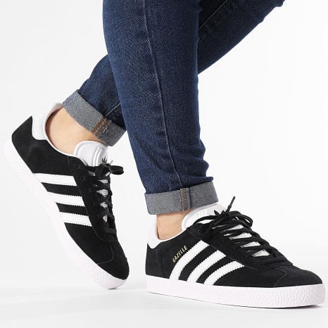 Adidas Originals - Gazelle J Zapatillas Mujer BB2502 Core Negro Calzado Blanco Oro Metálico