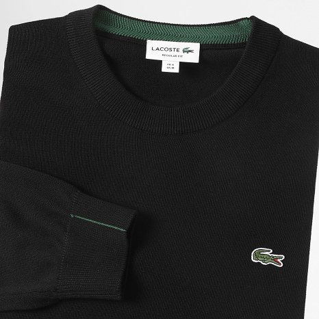 Lacoste - Jersey Logo Bordado Cocodrilo Corte Regular Negro