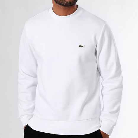 Lacoste - Sudadera Cuello Redondo Logo Bordado Cocodrilo Blanco