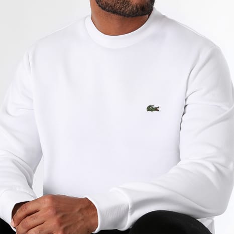 Lacoste - Hoodie Crewneck Embroidered Logo Crocodile White - Ryses