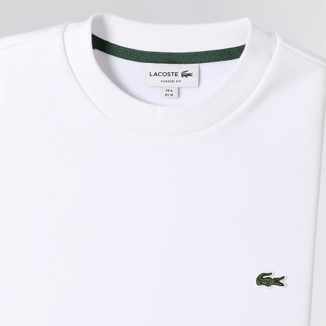Lacoste - Sudadera Cuello Redondo Logo Bordado Cocodrilo Blanco