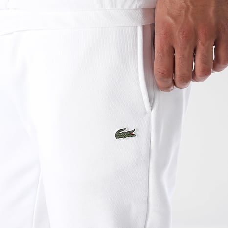 Lacoste - Pantalón de chándal blanco con logotipo bordado de cocodrilo