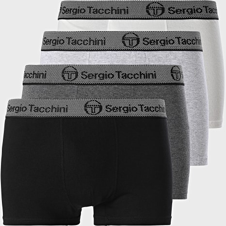 Sergio Tacchini - Lot De 4 Boxers 92893130 Noir Blanc Gris Clair Chiné Gris Foncé Chiné