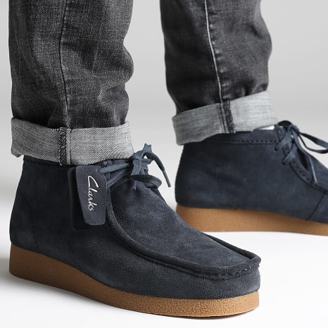 Clarks - Wallabee Evo Navy Suede shoes - Ryses