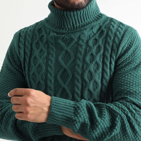 LBO - 1439 Camisola com gola redonda torcida verde-garrafa