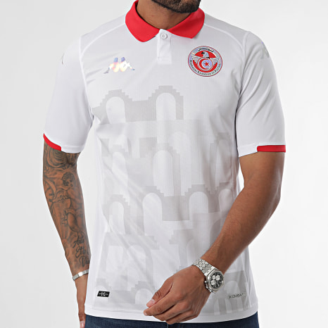 Fédération Tunisienne de Football - FTF Polo Manga Corta Kombat 2024 Tunisia 361V6EW Blanco Rojo Gris