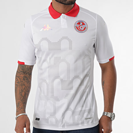 Fédération Tunisienne de Football - FTF Polo Manga Corta Kombat 2024 Tunisia 361V6EW Blanco Rojo Gris