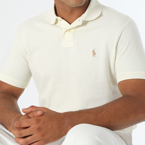 Polo Ralph Lauren - Polo Manches Courtes Custom Slim Original Player Beige Clair