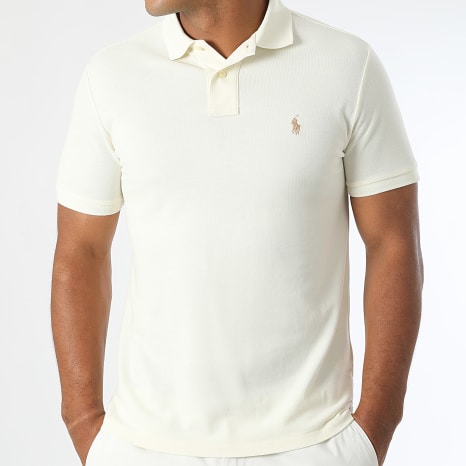Polo Ralph Lauren - Polo Manches Courtes Custom Slim Original Player Beige Clair