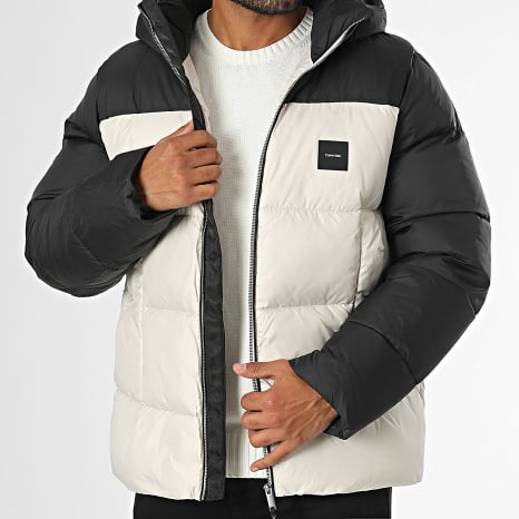 Calvin Klein - Doudoune Capuche Hooded Quilt Color Block 4384 Beige Noir