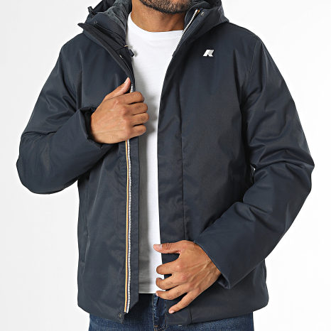 K-Way - Veste Zippée Capuche Jacko Twill Marmotta K8133DW Bleu Marine