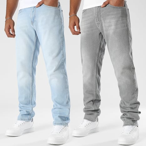 LBO - Pack de 2 Vaqueros Relaxed Straight Fit 2507 2402 Denim Gris Claro Azul Lavado