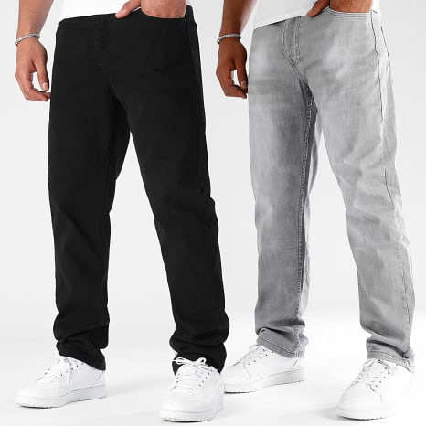 LBO - Juego de 2 vaqueros rectos relajados 0245 0248 Negro Gris
