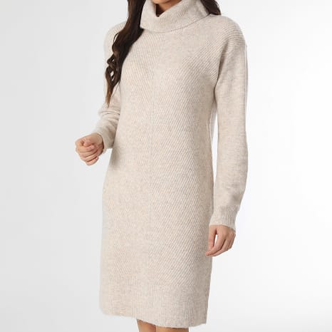 Deeluxe - Cloelie Vrouwen Turtleneck Sweater Dress V216W Beige Chiné