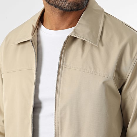 Frilivin - Conjunto de chaqueta con cremallera y pantalón beige