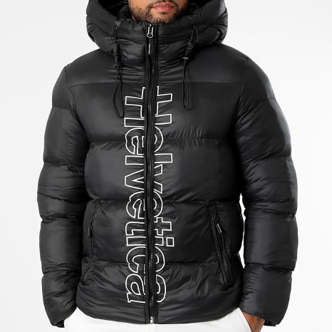 Helvetica - Plumífero con capucha Silver 2 Negro
