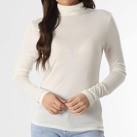 Only - Tee Shirt Manches Longues Femme Suma Woolblend Beige