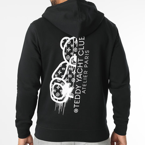 Teddy Yacht Club - Atelier Paris Hooded Zip Sweatshirt Zwart Wit