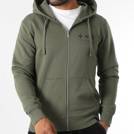 Teddy Yacht Club - Maison De Couture Rush Hooded Zipped Sweatshirt Khaki Green Black