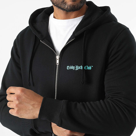 Teddy Yacht Club - Sudadera con capucha y cremallera Art Series Dripping Mono Negro Turquesa