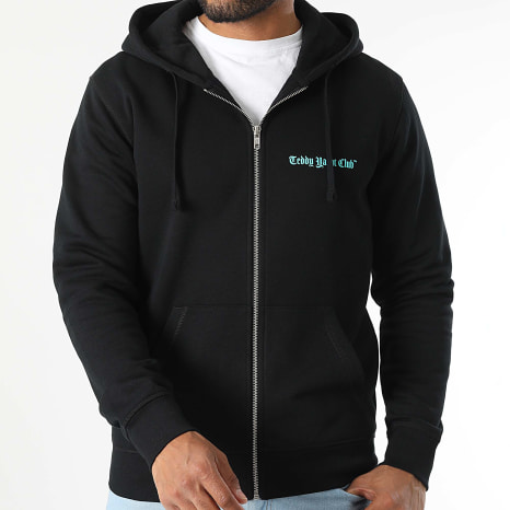 Teddy Yacht Club - Sudadera con capucha y cremallera Art Series Dripping Mono Negro Turquesa