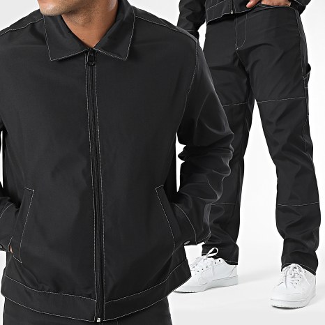 KZR - Ensemble Veste Zippée Et Pantalon Noir