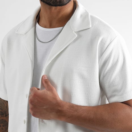 LBO - Ensemble Chemise Manches Courtes Et Short Jogging Canvas 0274 Blanc