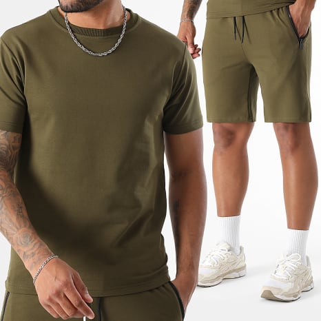 Classic Series - Ensemble Tee Shirt Et Short Jogging 0288 Vert Kaki