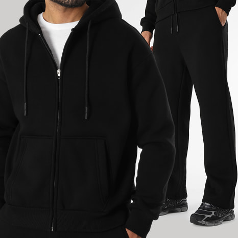 LBO - Conjunto Sudadera con Capucha Cremallera y Pantalón Chándal 3631 Negro