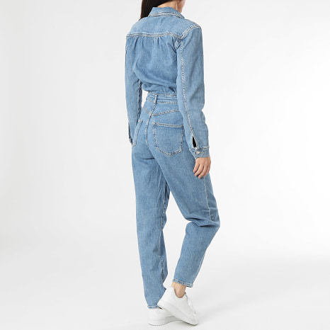 blue denim denim jumpsuit only