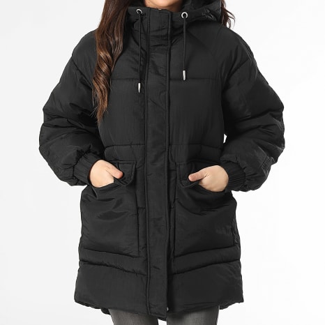 Only - Doudoune Capuche Fie Oversized Noir