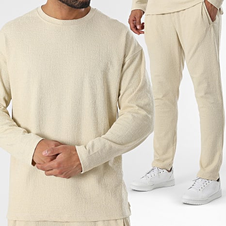 Classic Series - Beige T-shirt en broek met lange mouwen