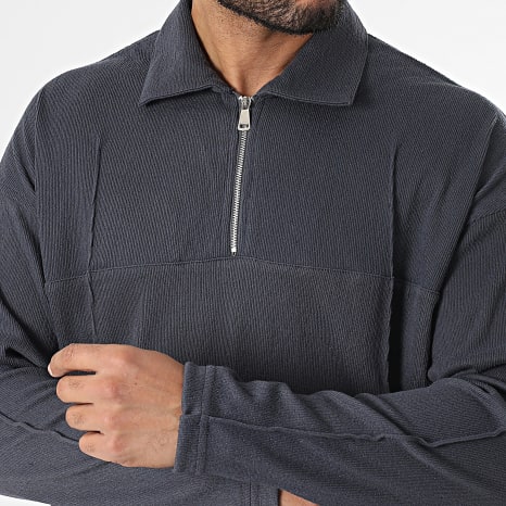 Classic Series - Conjunto de polo de manga larga y pantalón gris carbón