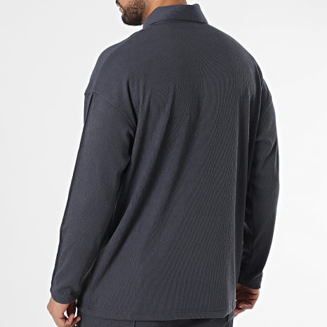Classic Series - Conjunto de polo de manga larga y pantalón gris carbón