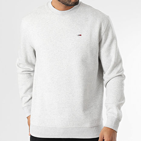 Tommy Jeans - Sweat Crewneck Regular Fit Flag 0741 Gris Clair Chiné