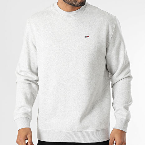 Tommy Jeans - Sweat Crewneck Regular Fit Flag 0741 Gris Clair Chiné