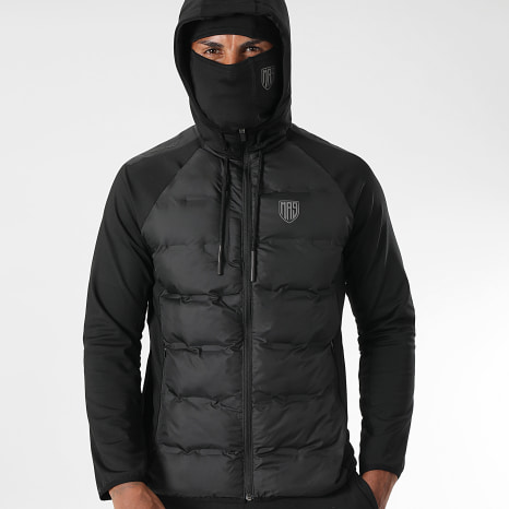 MA9 Mafia Nueve - Zwarte Reflecterende Jas met Capuchon en Joggingbroek Set