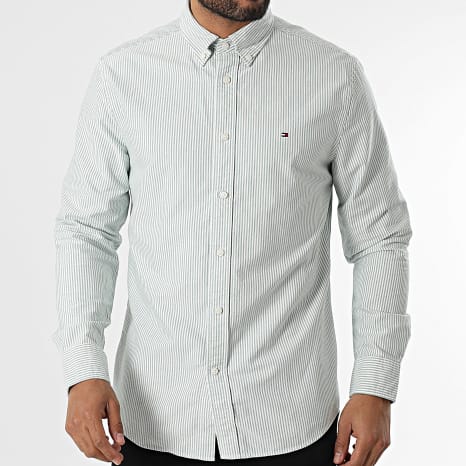 Tommy Hilfiger - Heritage Oxford Stripe Camisa Manga Larga 6238 Verde Blanco