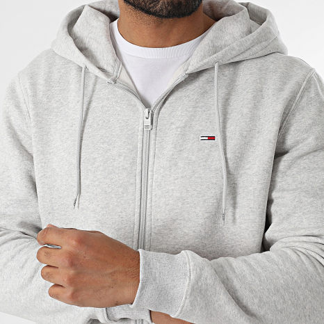 Tommy Jeans - Sudadera con capucha y cremallera Flag Zip 0743 Gris Jaspeado