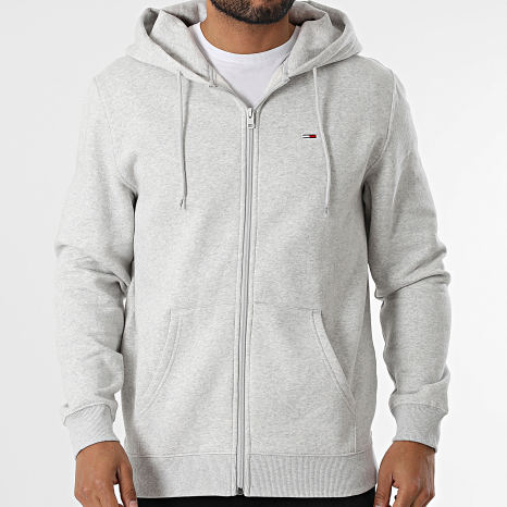 Tommy Jeans - Sudadera con capucha y cremallera Flag Zip 0743 Gris Jaspeado