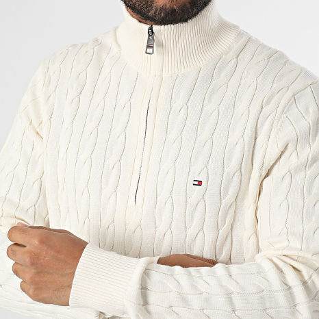 Tommy Hilfiger - Pull Classic Cable Zip 6532 Beige