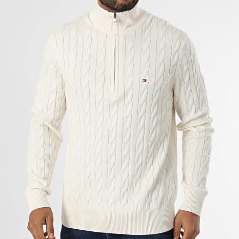 Tommy Hilfiger - Pull Classic Cable Zip 6532 Beige