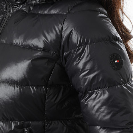 Tommy Hilfiger - Abrigo con capucha de mujer Gloss Down Tyra 3520 Negro