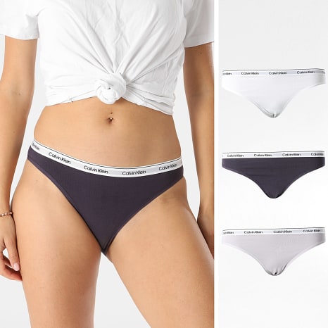 Calvin Klein - Lot De 3 Culottes Femme QD5207E Blanc Lavande Violet Foncé